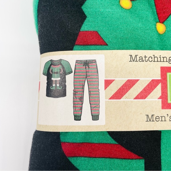 NWT holiday traditions 2 piece Elf pajama set green red white stripe size small - Picture 2 of 8